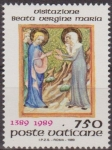 Sellos de Europa - Vaticano -  VATICANO 1989 827 Sello Nuevo Fiesta de la Visitacion MNH La Anunciacion y Maria Elizabeth y los niñ
