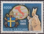 Sellos de Europa - Vaticano -  VATICANO 1989 849 Sello Nuevo Viajes Papales MNH Italia