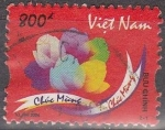 Stamps Vietnam -  VIETNAM 2004 Scott 3206 Sello Felicidades Flores usado 
