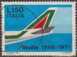 Stamps : Europe : Italy :  Italia 1971 Scott 1048 Sello Aniversario Compañia Aerea Alitalia Anagrama en B747 150L Usado 