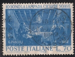 Stamps : Europe : Italy :  Io sono la lampada ch´arde soave por G.PASCOLI.