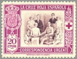 Stamps Spain -  ESPAÑA 1926 338 Sello Nuevo Pro Cruz Roja Española 20c Lila y Castaño Urgente Familia Real 