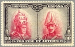 Stamps Spain -  ESPAÑA 1928 412 Sello Nuevo Pro Catacumbas de San Dámaso en Roma Serie Toledo Pio XI y Alfonso XIII