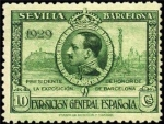 Sellos de Europa - Espa�a -  ESPAÑA 1929 437 Sello Nuevo Por Exposiciones de Sevilla y Barcelona nº control dorso Alfonso XIII y 