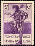 Stamps Spain -  ESPAÑA 1929 439 Sello Nuevo Por Exposiciones Sevilla y Barcelona nº control dorso Macero Ayuntamient