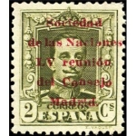 Stamps Spain -  ESPAÑA 1929 456 Sello Nuevo Sociedad Naciones LV Reunión Consejo en Madrid Alfonso XIII Sobrecargado