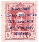 Stamps Spain -  ESPAÑA 1929 457 Sello Nuevo Sociedad Naciones LV Reunión Consejo en Madrid Alfonso XIII Sobrecargado