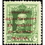 Stamps Spain -  ESPAÑA 1929 458 Sello Nuevo Sociedad Naciones LV Reunión Consejo en Madrid Alfonso XIII Sobrecargado