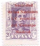 Stamps Spain -  ESPAÑA 1929 460 Sello Nuevo Sociedad Naciones LV Reunión Consejo en Madrid Alfonso XIII Sobrecargado