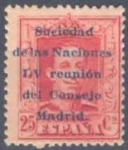 Stamps Spain -  ESPAÑA 1929 461 Sello Nuevo Sociedad Naciones LV Reunión Consejo en Madrid Alfonso XIII Sobrecargado