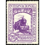 Stamps Spain -  ESPAÑA 1929 474 Sello Nuevo XI Congreso Internacional de Ferrocarriles Locomotora Serie 241