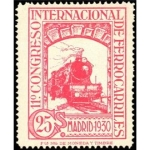Stamps Spain -  ESPAÑA 1929 475 Sello Nuevo XI Congreso Internacional de Ferrocarriles Locomotora Serie 241