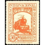 Stamps Spain -  ESPAÑA 1929 478 Sello Nuevo XI Congreso Internacional de Ferrocarriles Locomotora Serie 241