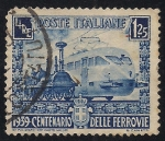 Stamps Italy -  Centenario de los ferrocarriles italianos.