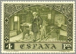 Stamps Spain -  ESPAÑA 1930 557 Sello Nuevo Descubrimiento de América Colon en su Camara Correo Aereo