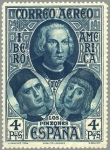 Stamps : Europe : Spain :  ESPAÑA 1930 564 Sello Nuevo Descubrimiento de América Cristobal Colon y los Hermanos Pinzón Correo A