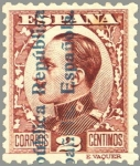 Stamps Spain -  ESPAÑA 1931 593 Sello Nuevo Alfonso XIII Sobrecargado numero de control al dorso 2c 