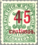 Stamps Europe - Spain -  ESPAÑA 1938 742 Sello Nuevo Cifras Habilitado con nuevo Valor 45c - 1c