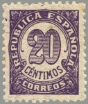 Stamps Spain -  ESPAÑA 1938 748 Sello Nuevo Serie Cifras 20c