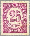 Stamps Spain -  ESPAÑA 1938 749 Sello Nuevo Serie Cifras 25c