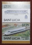 Stamps Saint Lucia -  Trenes