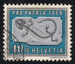 Stamps Switzerland -  Fosil de Salamandra.
