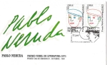 Stamps Chile -  PABLO NERUDA PREMIO NOBEL DE LITERATURA 1971