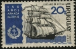 Sellos de America - Uruguay -  Goleta Corsario de Artigas, 150 años de la armada nacional.