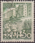 Sellos de Europa - Polonia -  Polonia 1951 Scott 528 Sello Plan 6 Construccion Casas Apartamentos Usado Polska Poland Polen Pologn