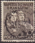 Stamps Poland -  Polonia 1951 Scott 539 Sello Plan 6 Letni Hacia adelante en la lucha Usado Polska Poland Polen