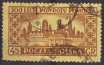 Stamps Poland -  Polonia 1954 Scott 640 Sello Ciudades Vistas de Gdansk Usado Polska Poland Polen Pologne 