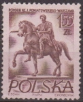 Stamps Poland -  Polonia 1955 Scott 675 Sello Nuevo Monumentos de Varsovia Jan Kilinski a Caballo Polska Poland Polen