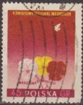 Stamps Poland -  Polonia 1955 Scott 689 Sello Flora Flor Pensamiento Usado Polska Poland Polen Pologne 