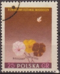 Stamps Poland -  Polonia 1955 Scott 687 Sello Flora Flor Pensamiento Usado Polska Poland Polen Pologne 