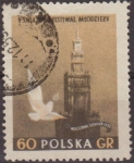 Stamps Poland -  Polonia 1955 Scott 690 Sello Paloma y Palacio de la Ciencia y la Cultura Usado Polska Poland Polen