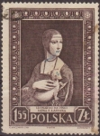 Stamps Europe - Poland -  Polonia 1956 Scott 748 Sello La Dama del Armiño de Leonardo da Vinci Usado Polska Poland Polen