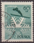 Stamps Poland -  Polonia 1957 Scott 759 Sello Salto de Ski y Copo Nieve Usado Polska Poland Polen Pologne 
