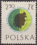 Stamps Poland -  Polonia 1959 Scott 855 Sello Minero y Globo Mundo Usado Polska Poland Polen Pologne 