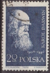 Stamps Poland -  Polonia 1959 Scott 880 Sello º Cientificos Charles Darwin Polska Poland Polen Pologne 