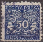 Stamps Poland -  Polonia 1919 Scott J19 Sello º Numeros 50 Para el Sur Usado Polska Poland Polen Pologne