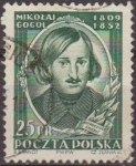 Stamps Poland -  Polonia 1952 Scott 544 Sello Escritor Nikolai Gogol (1809-1852) Usado Polska Poland Polen Pologne