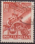 Sellos de Europa - Polonia -  Polonia 1952 Scott 550 Sello Obras de Hormigonado Wierzbica Usado Polska Poland Polen Pologne