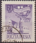 Stamps Poland -  Polonia 1957 Scott 789 Sello Nuevo Feria de Comercio Emblema y Ayundamiento de Leipzig preobliterado