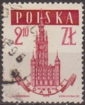 Stamps Poland -  Polonia 1958 Scott 808 Sello Arquitectura Edificios Ayuntamiento de Gdansk Usado Polska Poland Polen