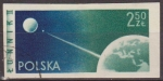 Stamps Poland -  Polonia 1959 Scott 877 Sello Espacio Nave Espacial Rusa Luna I Sol sin dentar Usado Polska Poland