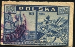 Stamps : Europe : Poland :  Catedral de San Juan en Warszawa en el año 1939, y en ruinas en 1945.