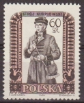 Stamps Poland -  Polonia 1959 Scott 890 Sello Trajes Regionales Hombre Kurpiow Usado Polska Poland Polen Pologne 