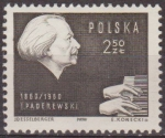 Sellos de Europa - Polonia -  Polonia 1960 Scott 932 Sello Nuevo Personajes Pianista Jan Paderewski (1860-1960) Polska Poland