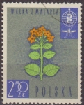 Sellos de Europa - Polonia -  Polonia 1962 Scott 1089 Sello Nuevo Lucha contra la Malaria Flor Chinchona matasellos de favor 