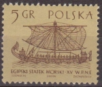 Stamps Poland -  Polonia 1963 Scott 1124 Sello ** Antiguos Barcos Barco Mercante Egipcio Siglo XV